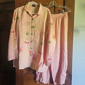 Produce Company 100% Washed Linen Top & Bottom L/XL